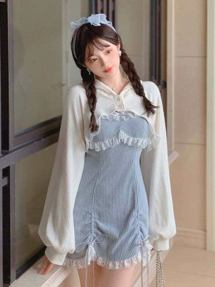 Y2K Summer Lolita Dress - Pink Kawaii Bow, Blue Princess, Grunge, Retro 90S Party Outfit