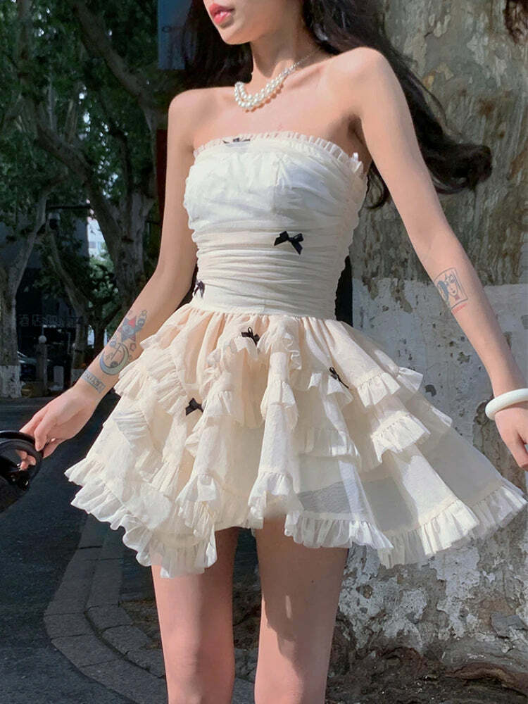 Y2K Summer Party Black Corset Mini Dress - Sleeveless Bodycon Lace One Piece For Women