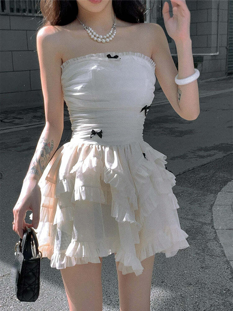 Y2K Summer Party Black Corset Mini Dress - Sleeveless Bodycon Lace One Piece For Women