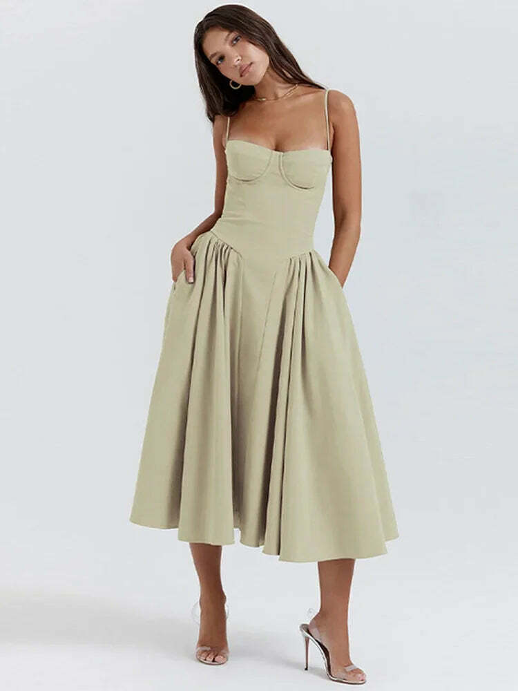Y2K Summer Party Club Dress - Elegant Sleeveless Backless A-Line Pleated Chic Outfit