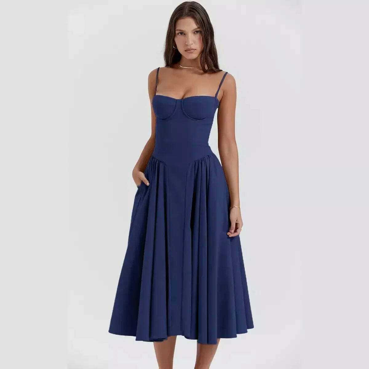 Y2K Summer Party Club Dress - Elegant Sleeveless Backless A-Line Pleated Chic Outfit