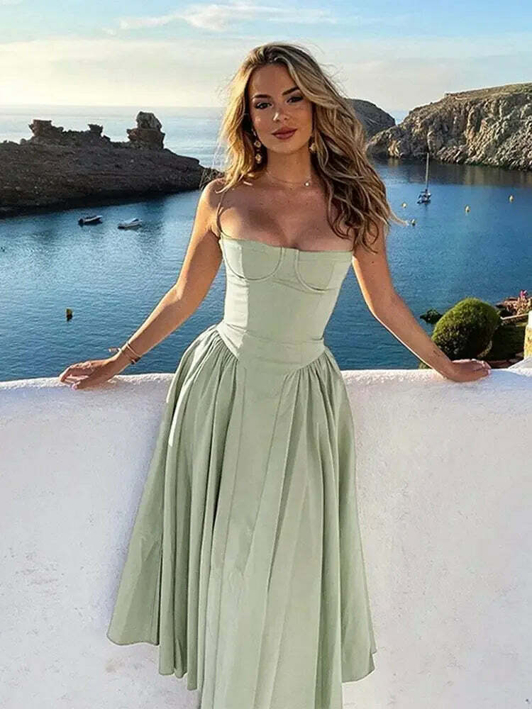 Y2K Summer Party Club Dress - Elegant Sleeveless Backless A-Line Pleated Chic Outfit