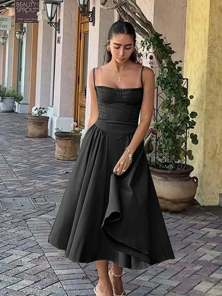 Y2K Summer Party Club Dress - Elegant Sleeveless Backless A-Line Pleated Chic Outfit