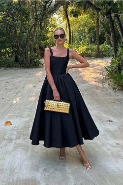 Y2K Summer Ruffle Dress - Slim Solid Square Collar Sleeveless Vestidos, 90S Grunge Party Fashion