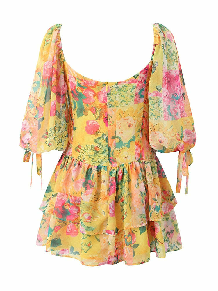 Y2K Summer Sunny Mini Dress - 90S Grunge, Retro, Pastel Goth, Y2K Party & Club Outfits