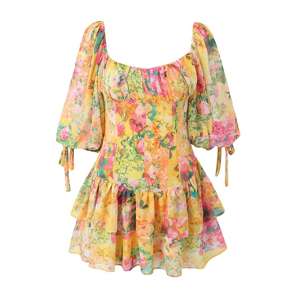 Y2K Summer Sunny Mini Dress - 90S Grunge, Retro, Pastel Goth, Y2K Party & Club Outfits