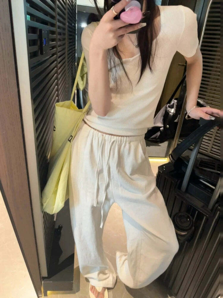 Y2K Summer Wide-Leg Pants - 90S Grunge Retro Fashion Loose Casual Trousers For Women