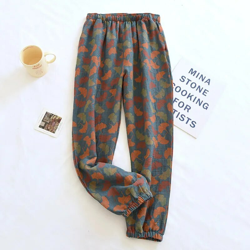 Y2K Summer Women'S Pajamas - 100% Cotton Crepe Pants, Comfortable Loose Fit, Retro 90S Style