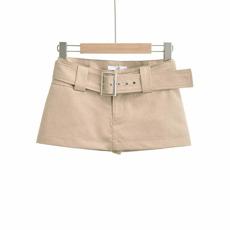 Y2K Vintage Black Cargo Mini Skirt With Belt - Korean Fashion Summer Retro 90S Grunge Outfit