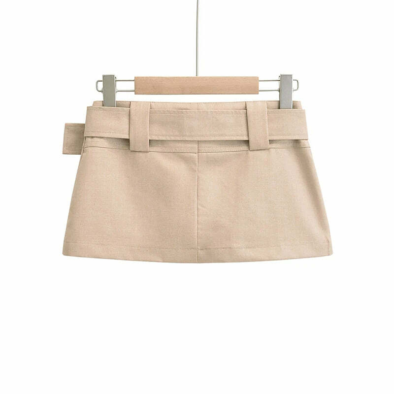 Y2K Vintage Black Cargo Mini Skirt With Belt - Korean Fashion Summer Retro 90S Grunge Outfit