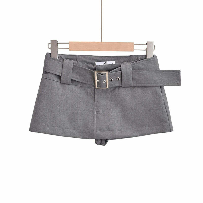 Y2K Vintage Black Cargo Mini Skirt With Belt - Korean Fashion Summer Retro 90S Grunge Outfit
