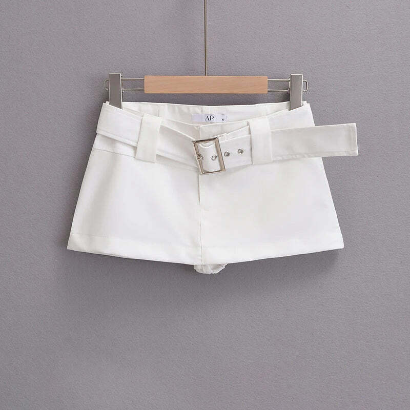 Y2K Vintage Black Cargo Mini Skirt With Belt - Korean Fashion Summer Retro 90S Grunge Outfit