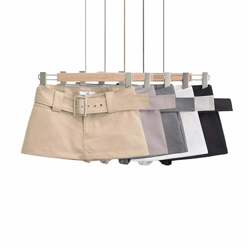 Y2K Vintage Black Cargo Mini Skirt With Belt - Korean Fashion Summer Retro 90S Grunge Outfit