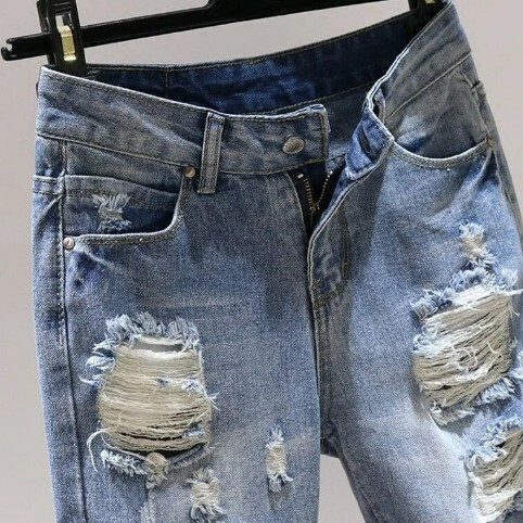 Zara Loose High Waist Hole Jeans - Y2K Summer Grunge 90S Fashion Retro Style Y2K Outfits