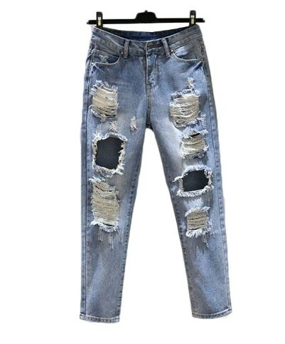 Zara Loose High Waist Hole Jeans - Y2K Summer Grunge 90S Fashion Retro Style Y2K Outfits