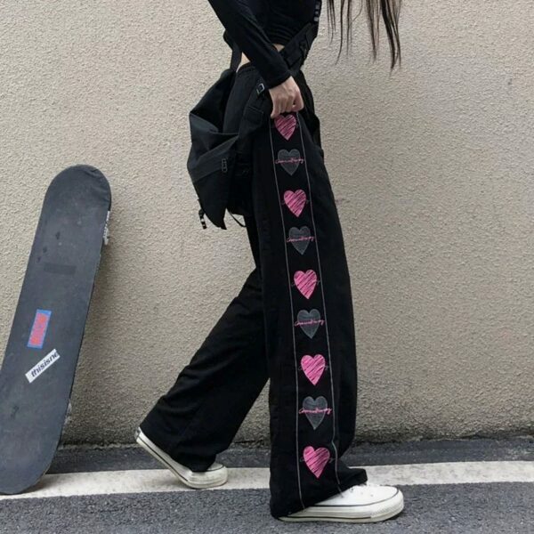Zoey Heart Pants - Y2K Summer Grunge Outfit, 90S Fashion, Retro Style, Y2K Club & Party Look
