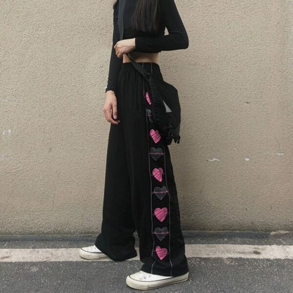 Zoey Heart Pants - Y2K Summer Grunge Outfit, 90S Fashion, Retro Style, Y2K Club & Party Look