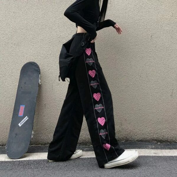 Zoey Heart Pants - Y2K Summer Grunge Outfit, 90S Fashion, Retro Style, Y2K Club & Party Look