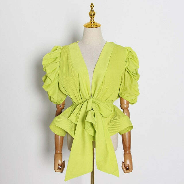 Zosia Ruffle Blouse - Y2K Summer Grunge Top, 90S Fashion, Retro Y2K Party Outfit, Past