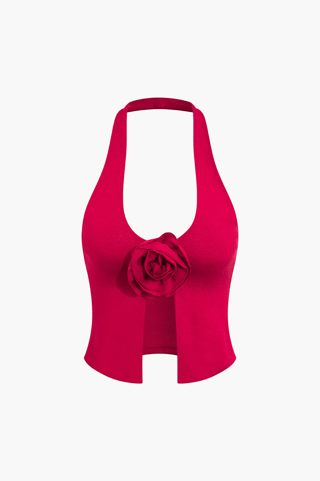 3D Flower V-Neck Halter Top - Y2K Aesthetic Cute Crop Top for Trendy Outfits