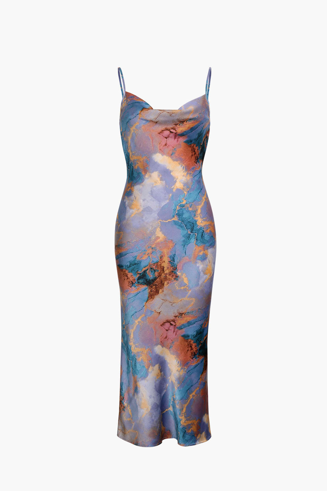 Abstract Print Backless Midi Slip Dress - Y2K Aesthetic Fashion for Effortless Style