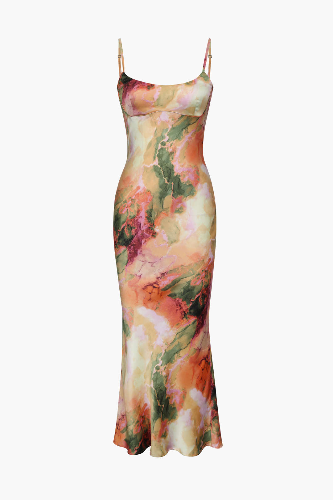 Abstract Print Fitted Midi Slip Dress - Y2K Aesthetic Fashion for Effortless Style