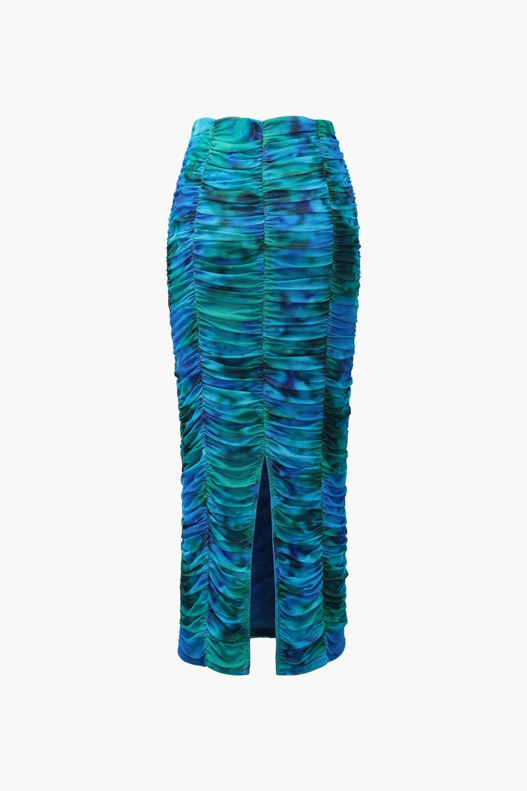 Abstract Print Gathered Slit Midi Skirt - Y2K Aesthetic Fashion for Trendy Outfits