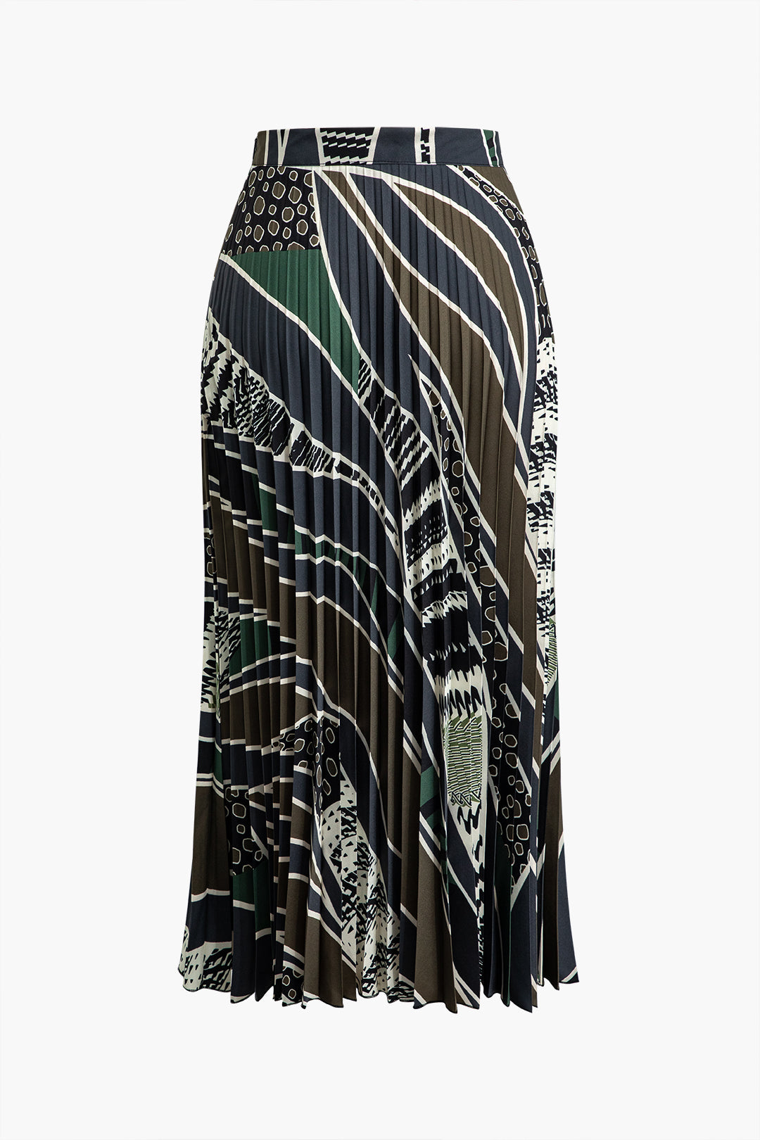 Abstract Print Pleated Midi Skirt - Y2K Aesthetic Fashion for Trendy Outfits