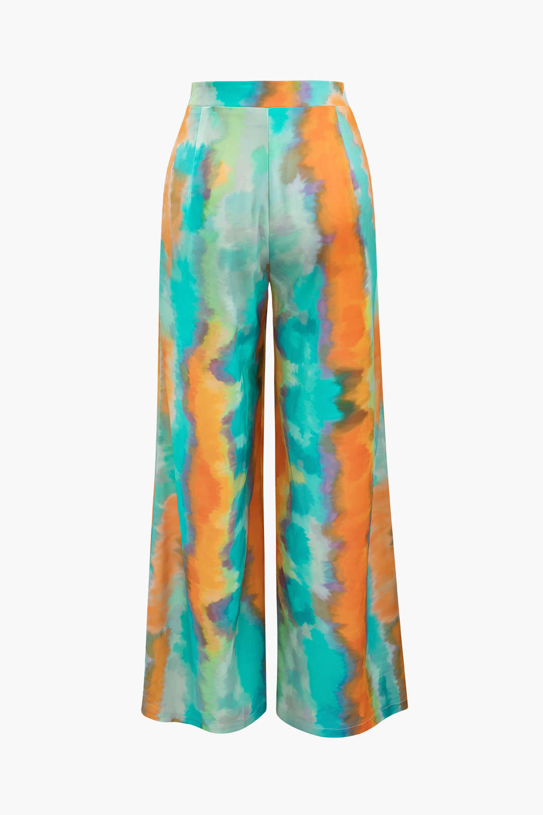 Abstract Print Satin Tie Waist Y2K Wide Leg Pants for Chic Coquette Aesthetic Style