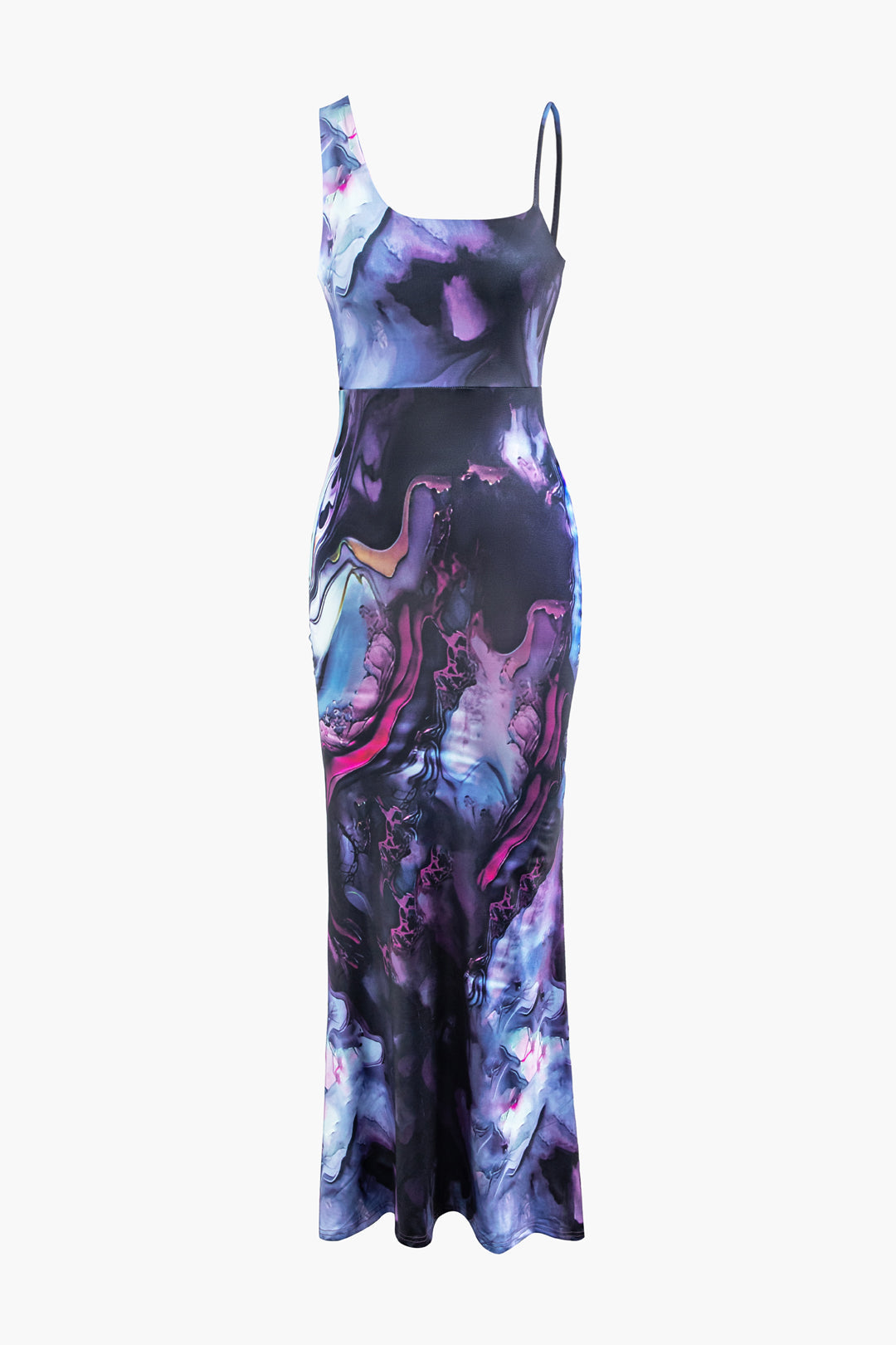 Abstract Print Sleeveless Square Neck Maxi Dress - Y2K Aesthetic Summer Fashion Essential