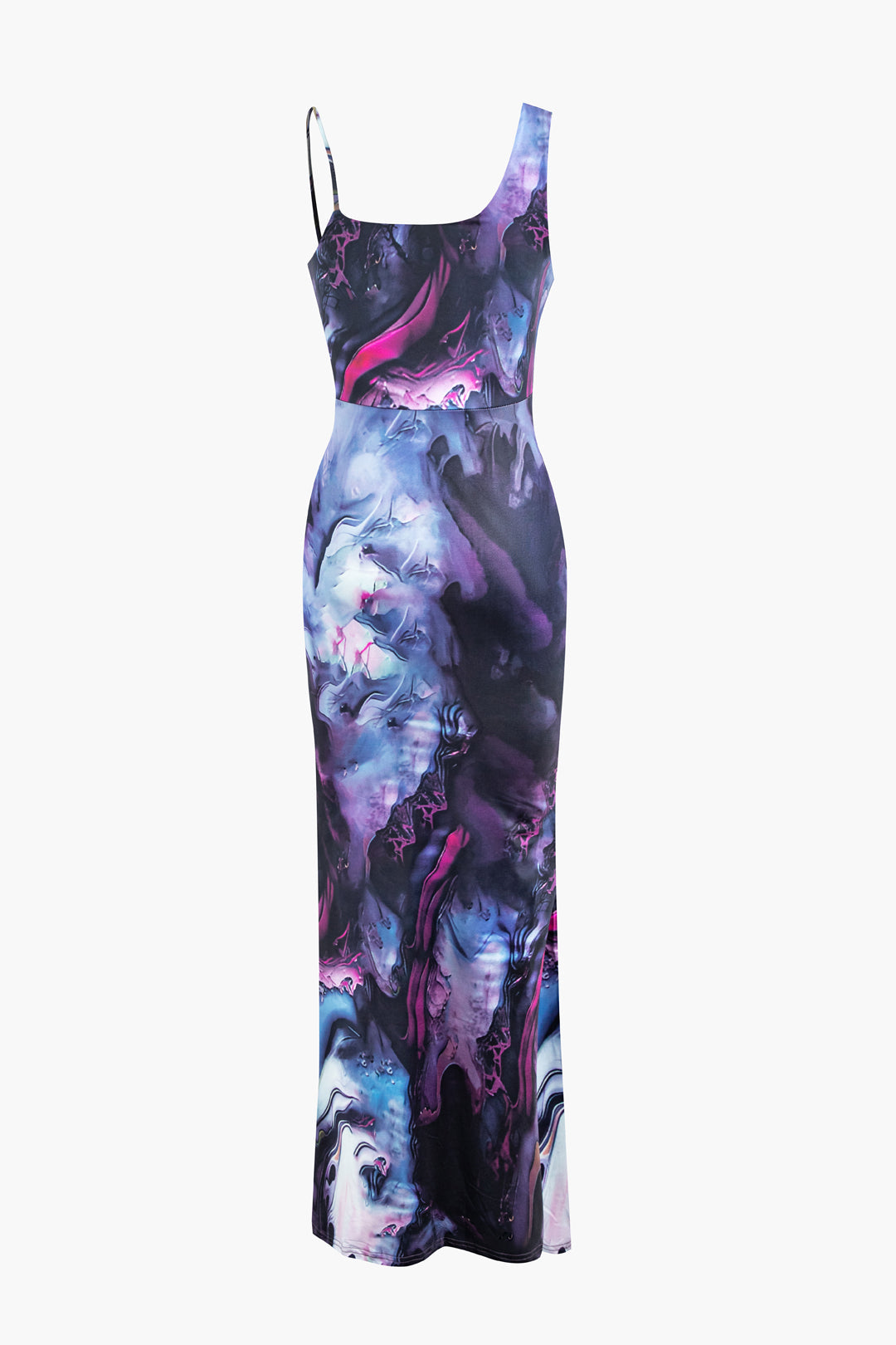 Abstract Print Sleeveless Square Neck Maxi Dress - Y2K Aesthetic Summer Fashion Essential