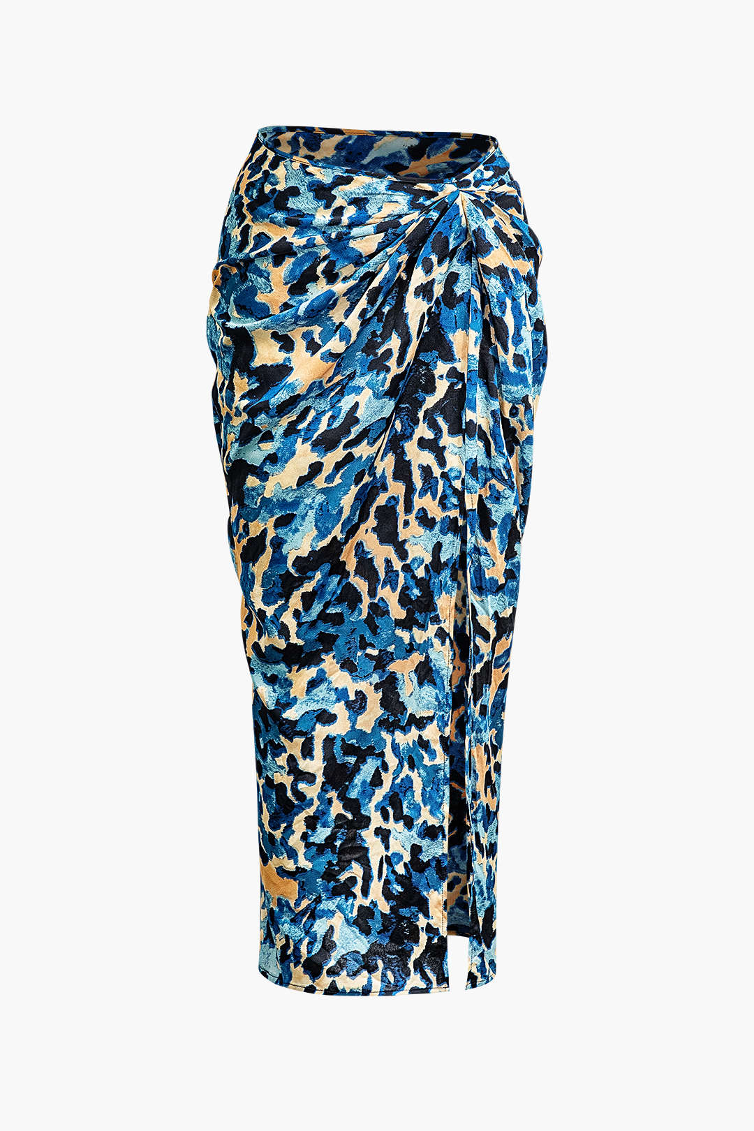 Abstract Print Twist Detail Slit Maxi Skirt for Y2K Aesthetic and Coquette Style Outfits