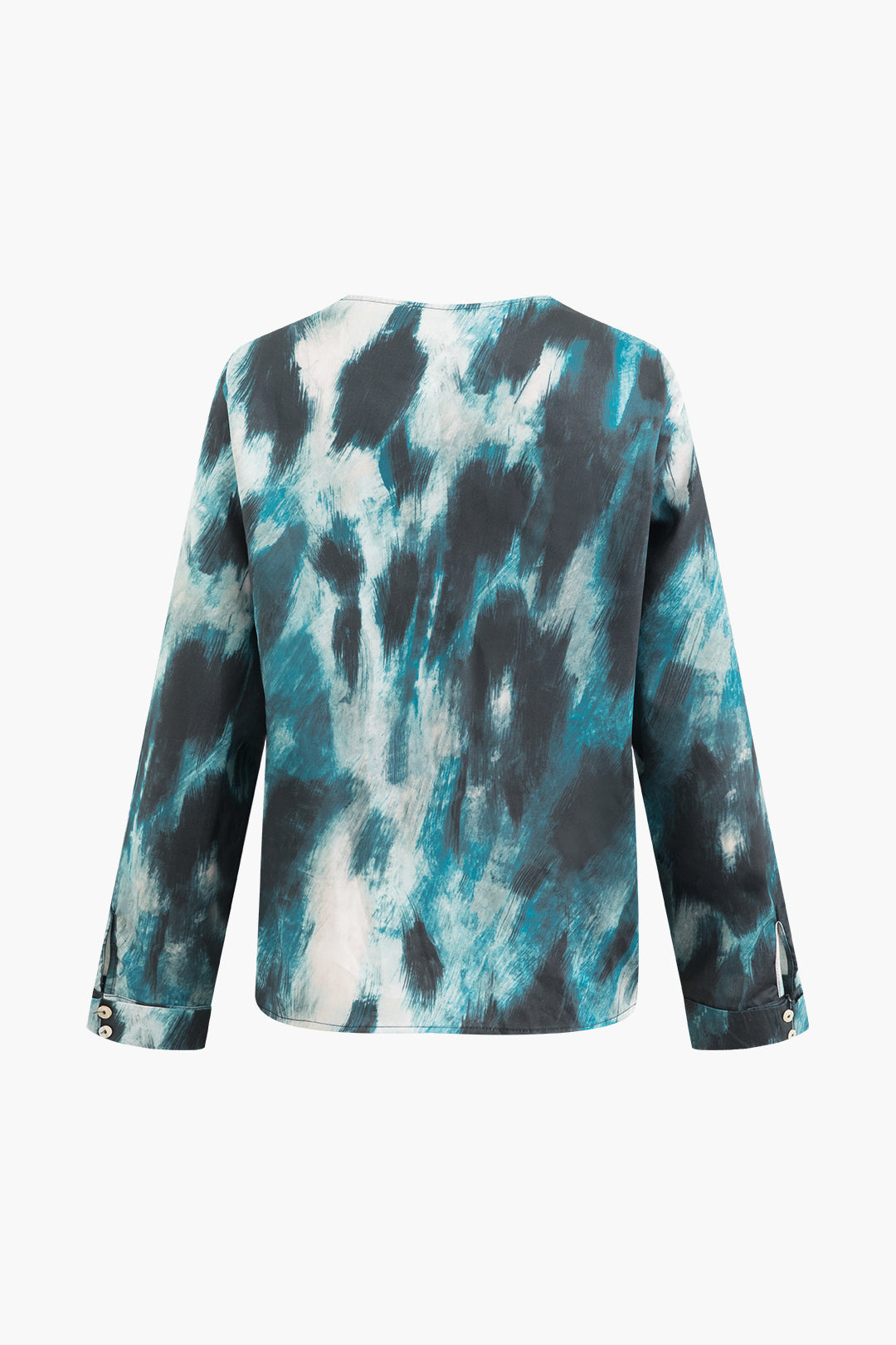 Abstract Print V-neck Button Up Shirt - Y2K Aesthetic Top for Trendy Outfits