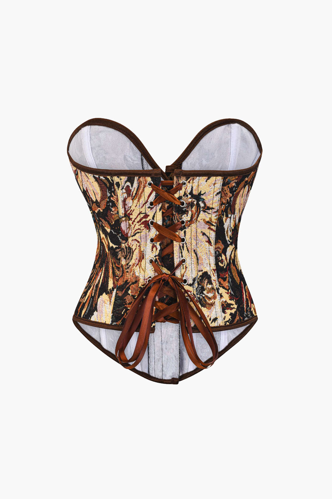 Abstract Print Y2K Aesthetic Braided Tie Corset Top for Trendy Outfits