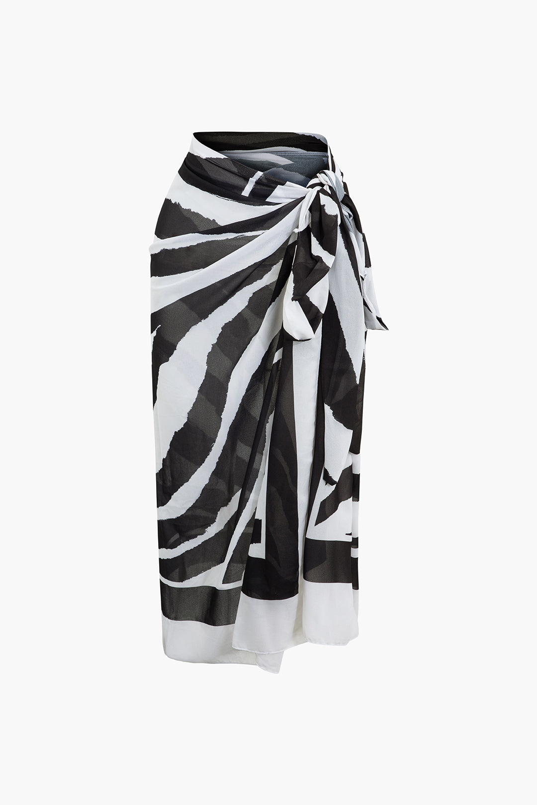 Abstract Print Y2K Aesthetic Knot Wrap Cover-Up Skirt for Trendy Outfits