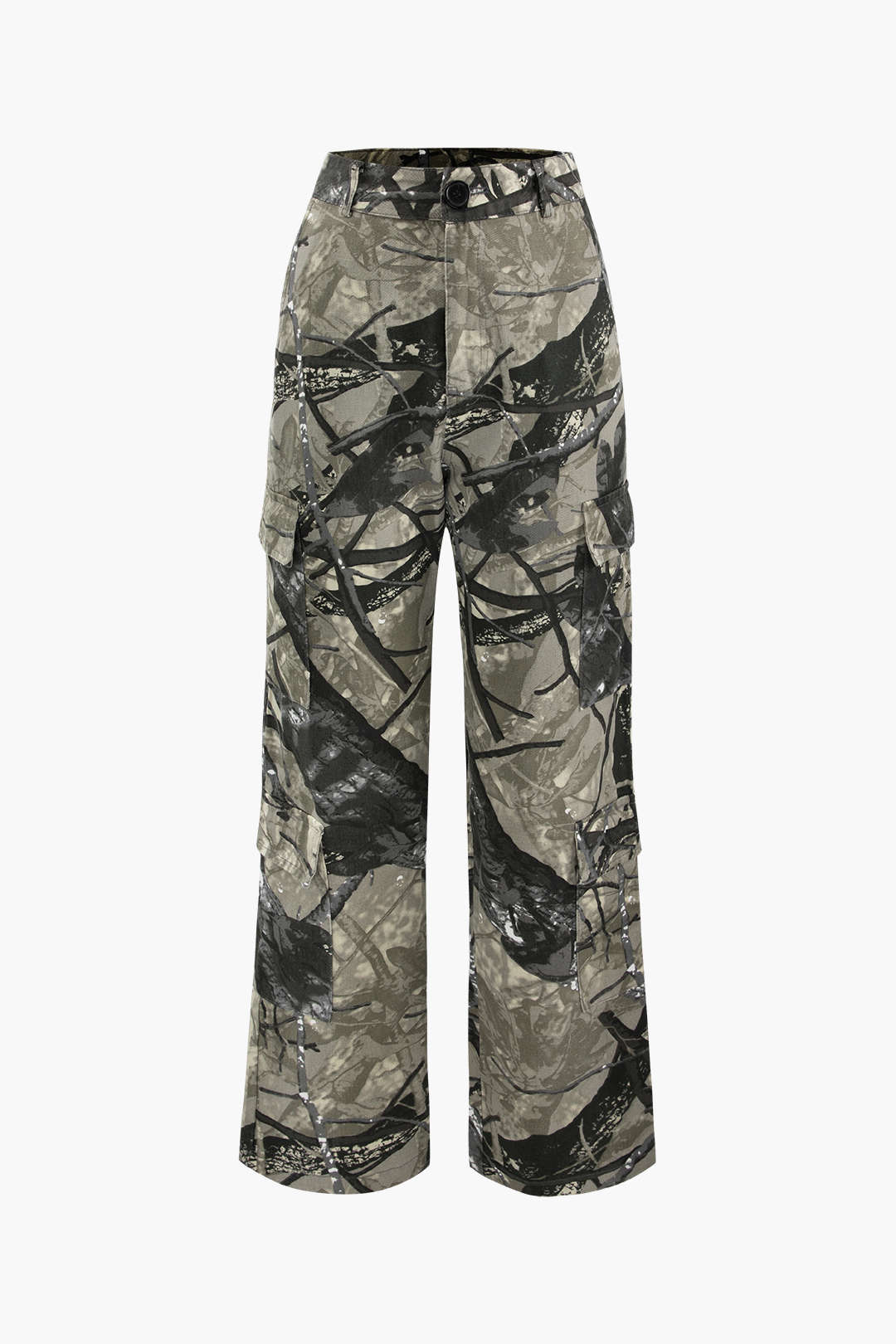 Abstract Print Y2K Aesthetic Multi-Pocket Straight Leg Cargo Pants for Trendy Outfits