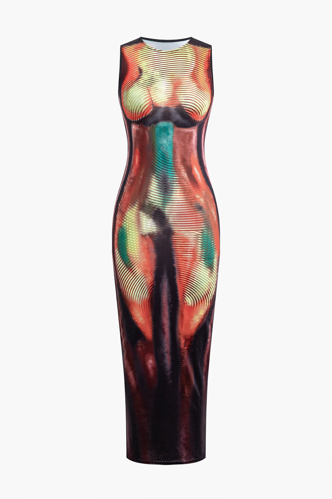 Abstract Print Y2K Aesthetic Tank Midi Dress for Trendy Summer Outfits