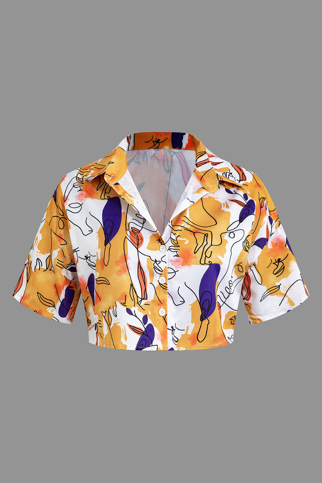 Abstract Print Y2K Crop Top - Trendy Aesthetic Shirt for Stylish Outfits