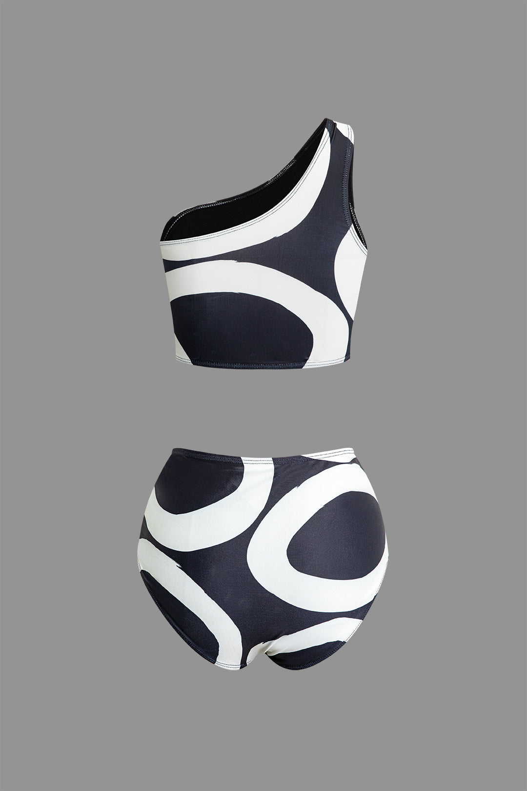 Abstract Print Y2K One Shoulder Swimsuit Set for Trendy Summer Aesthetic Fashion