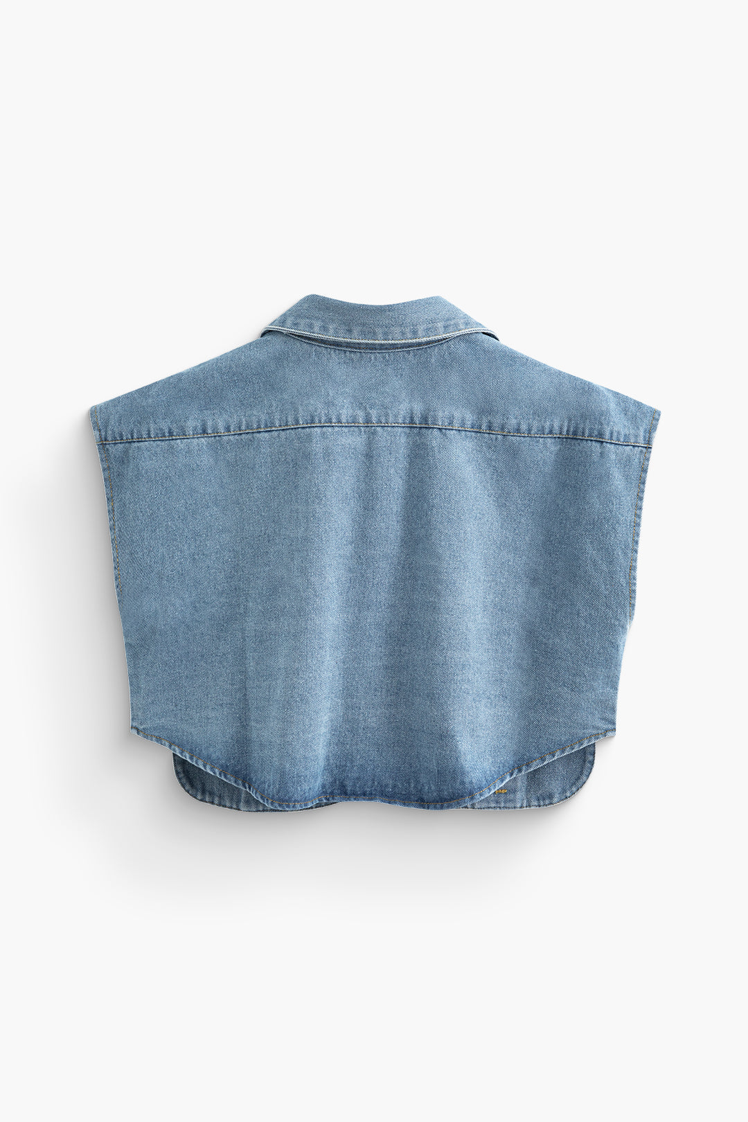 Asymmetric Button-Up Flap Pocket Crop Denim Vest for Y2K Aesthetic Outfits