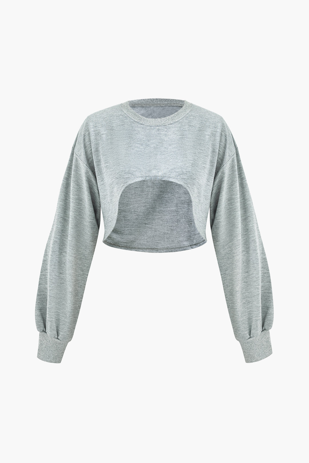 Asymmetric Crop Sweatshirt in Y2K Style - Trendy Solid Round Neck Comfy Top