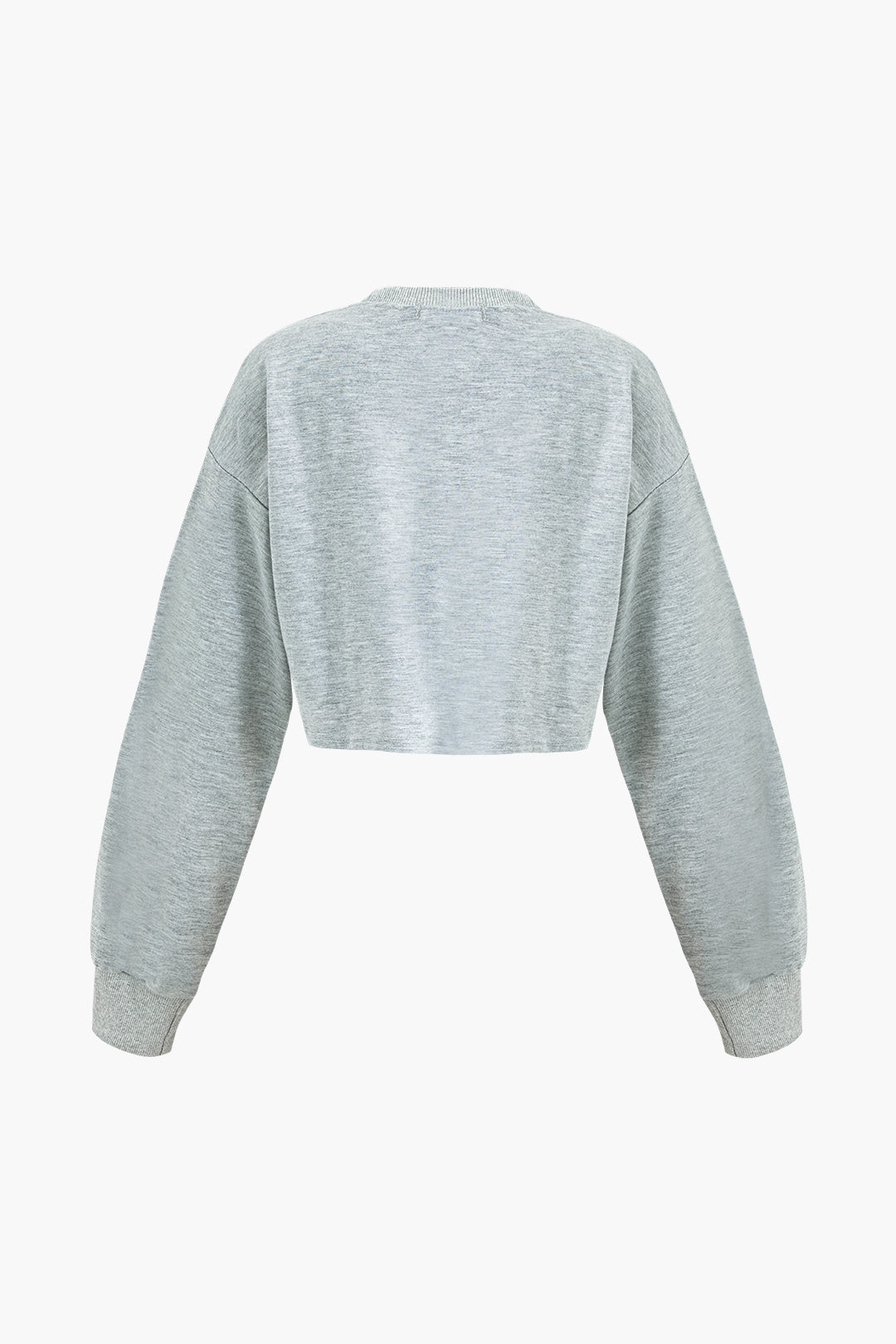 Asymmetric Crop Sweatshirt in Y2K Style - Trendy Solid Round Neck Comfy Top