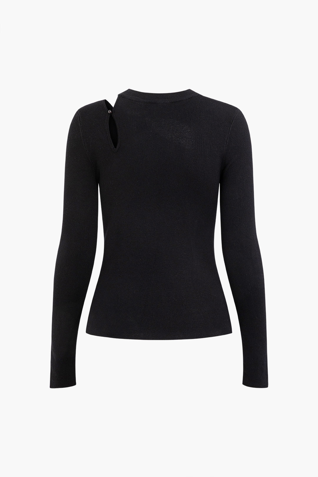 Asymmetric Cut Out Long Sleeve Knit Top - Y2K Fashion Statement for Aesthetic Outfits