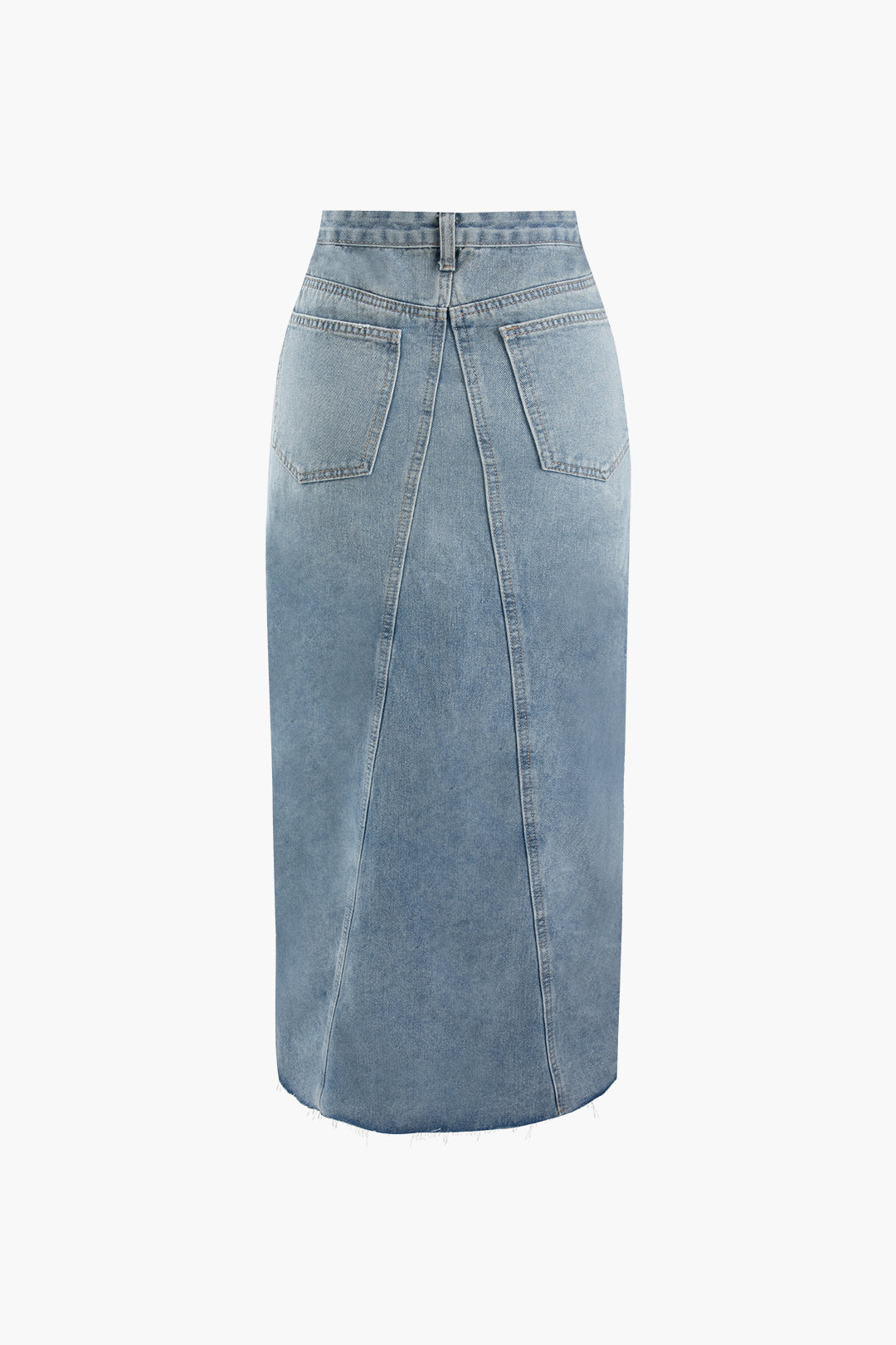 Asymmetric Denim Slit Midi Skirt - Y2K Aesthetic Cargo Skirt for Trendy Outfits