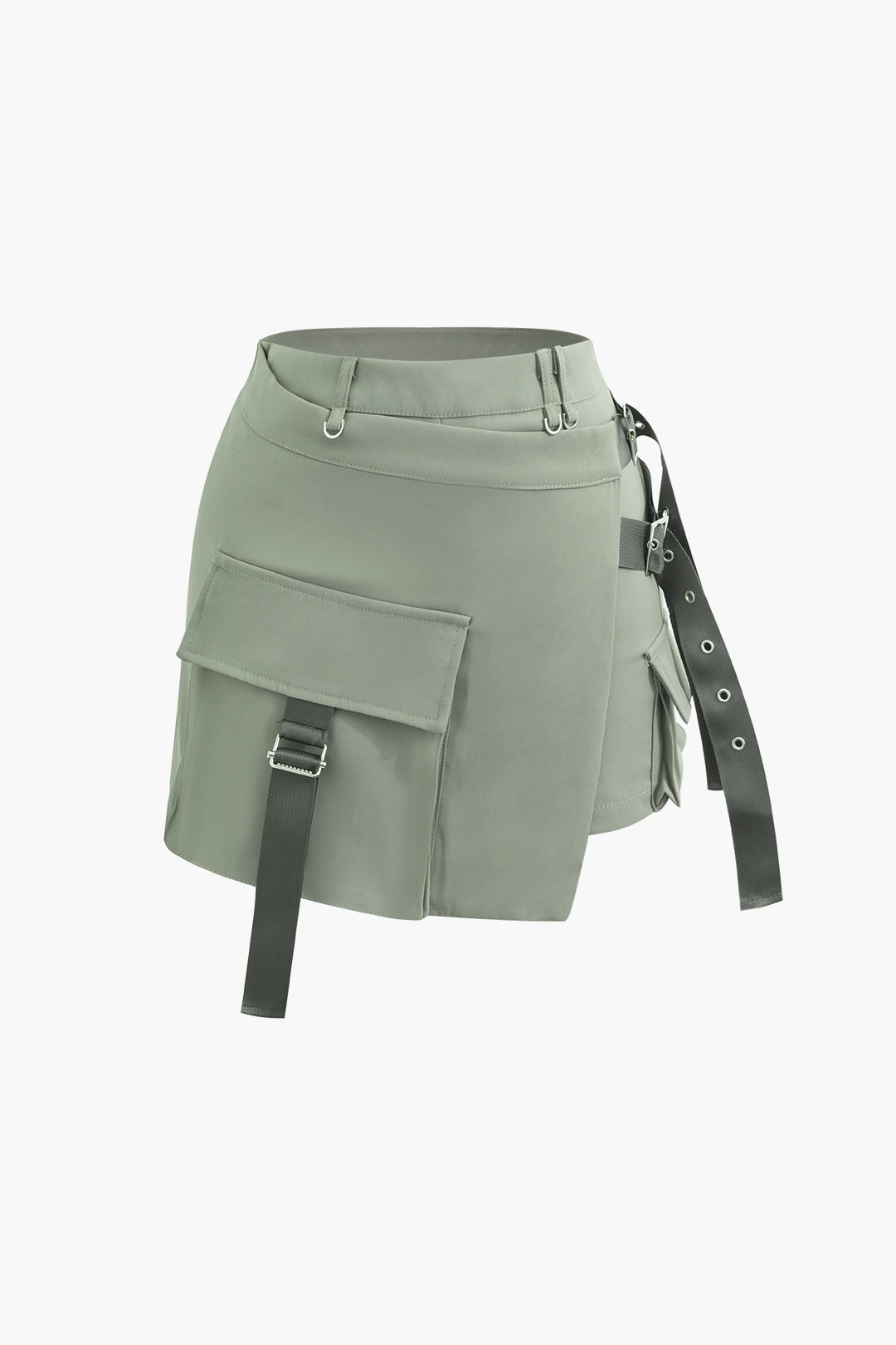 Asymmetric Flap Pocket Y2K Cargo Mini Skirt for Trendy Coquette and Grunge Aesthetics