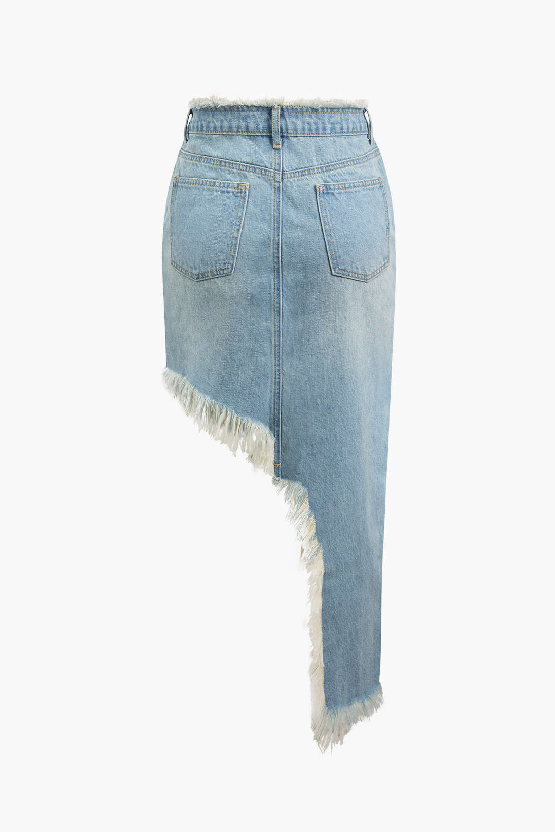 Asymmetric Frayed Trim Denim Skirt - Y2K Aesthetic Cargo Skirt for Trendy Outfits