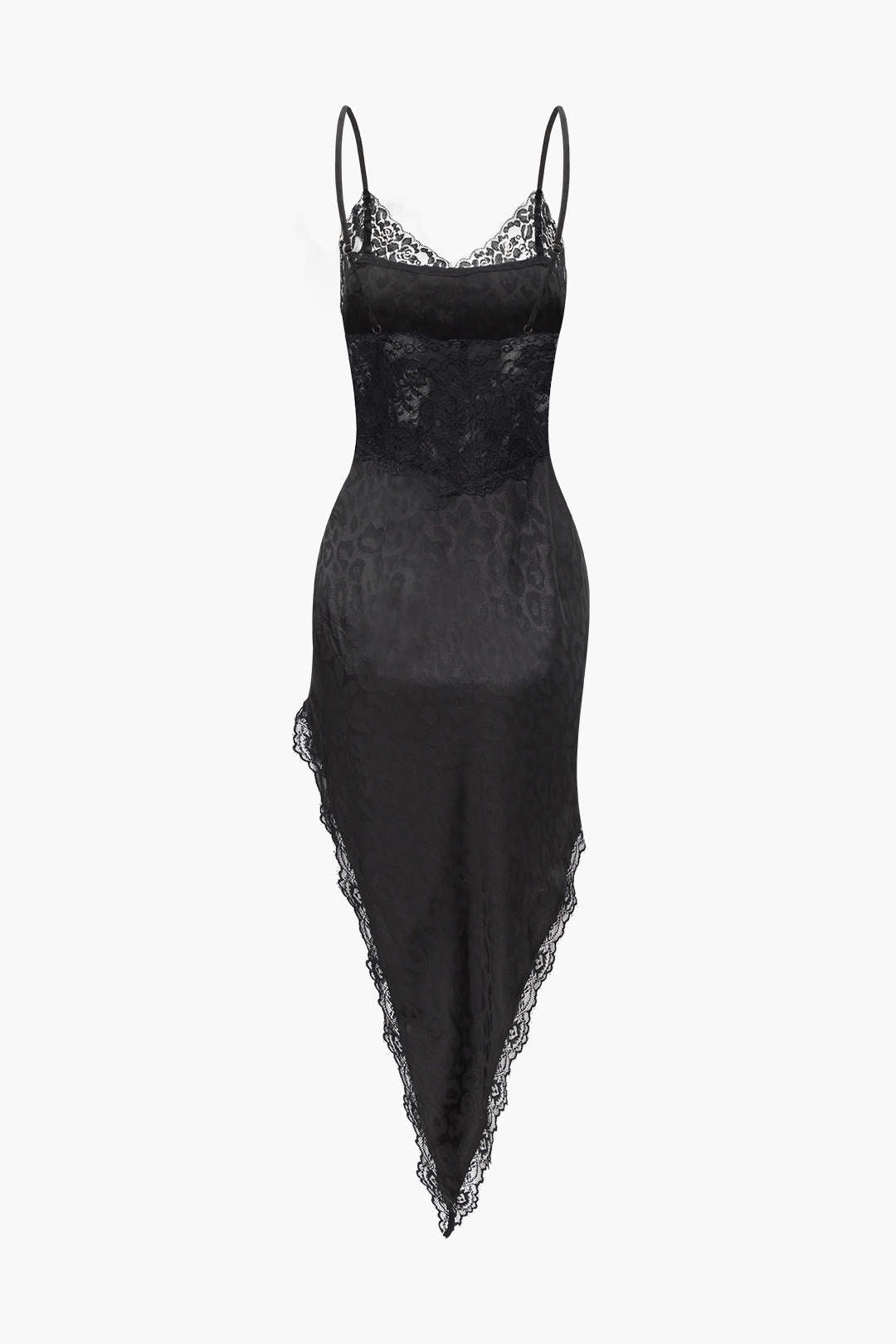 Asymmetric Jacquard Lace Trim Maxi Dress for Y2K Fashion and Coquette Aesthetic