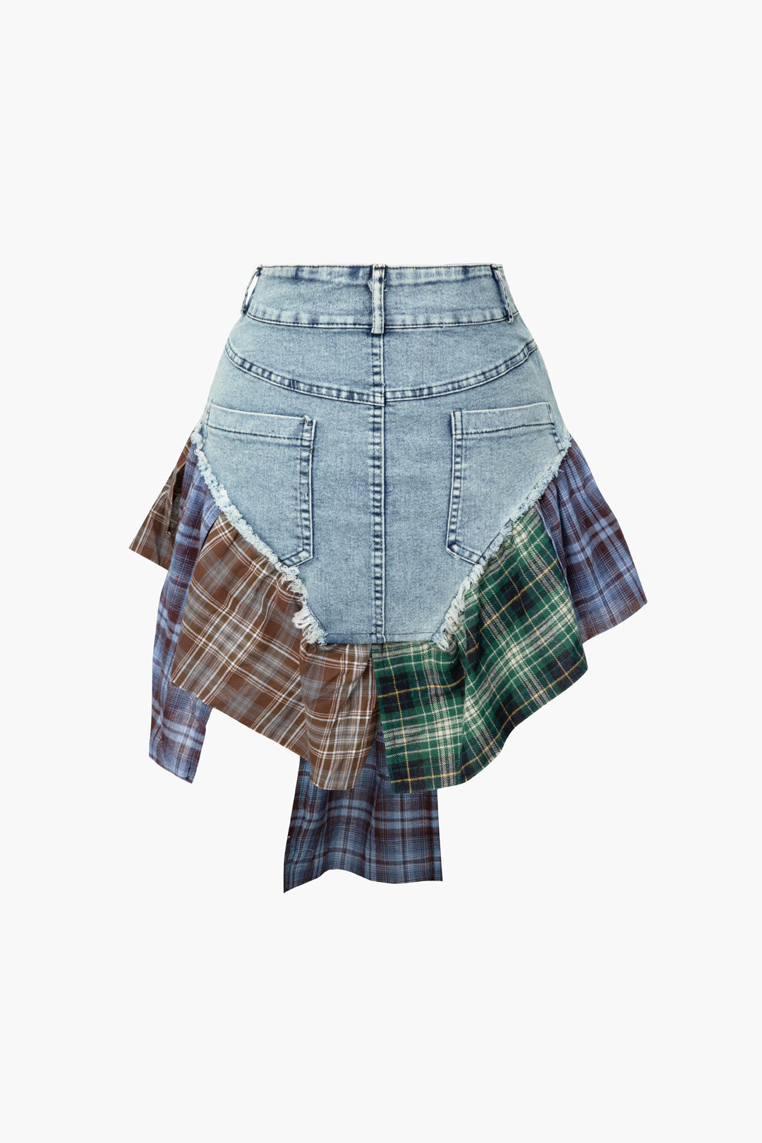 Asymmetric Patchwork Denim Skirt - Y2K Aesthetic Mini Skirt for Trendy Outfits