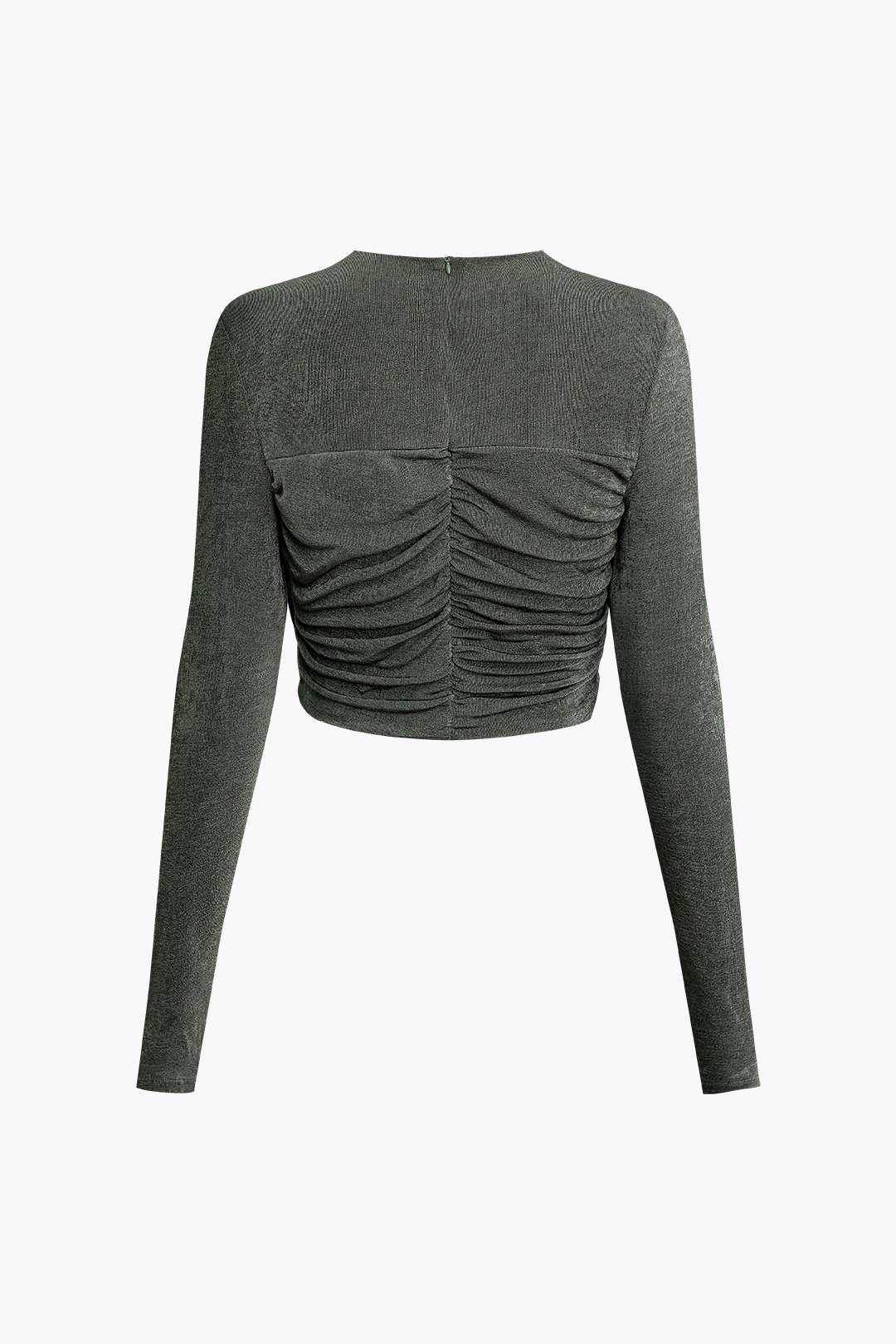 Asymmetric Ruched Long Sleeve Top with Padded Shoulders for Y2K Aesthetic Fashion