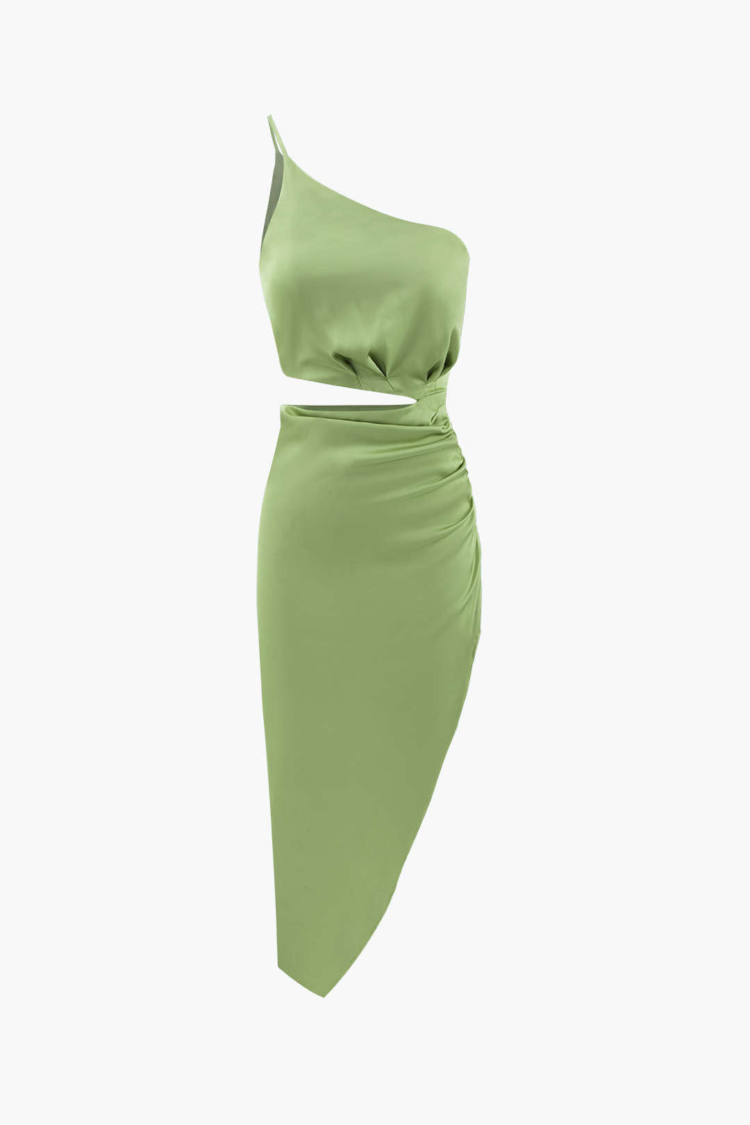 Asymmetric Satin Cut Out Midi Dress - Y2K Aesthetic Fashion for Chic Coquette Style